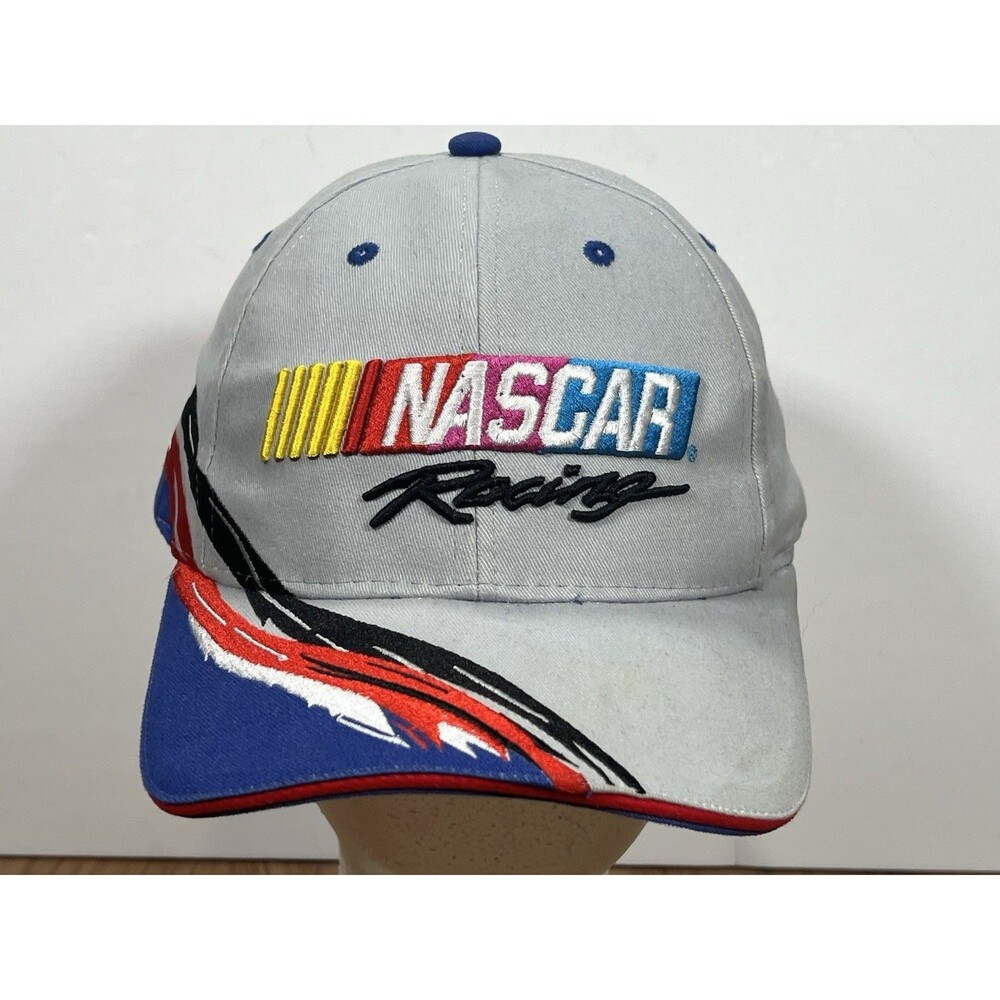 Vintage NASCAR Hat 90s Gray Strapback Splash Racing Cars RARE Kudzu Promo USA
